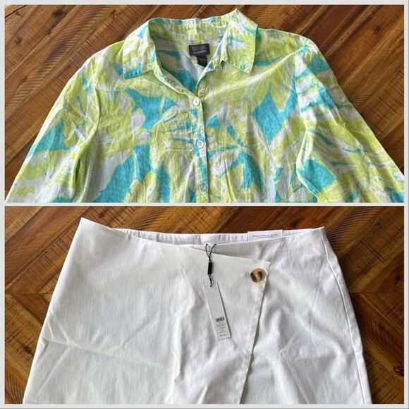 Chico's Pants - Chico’s tropical button-up shirt + skort bundle